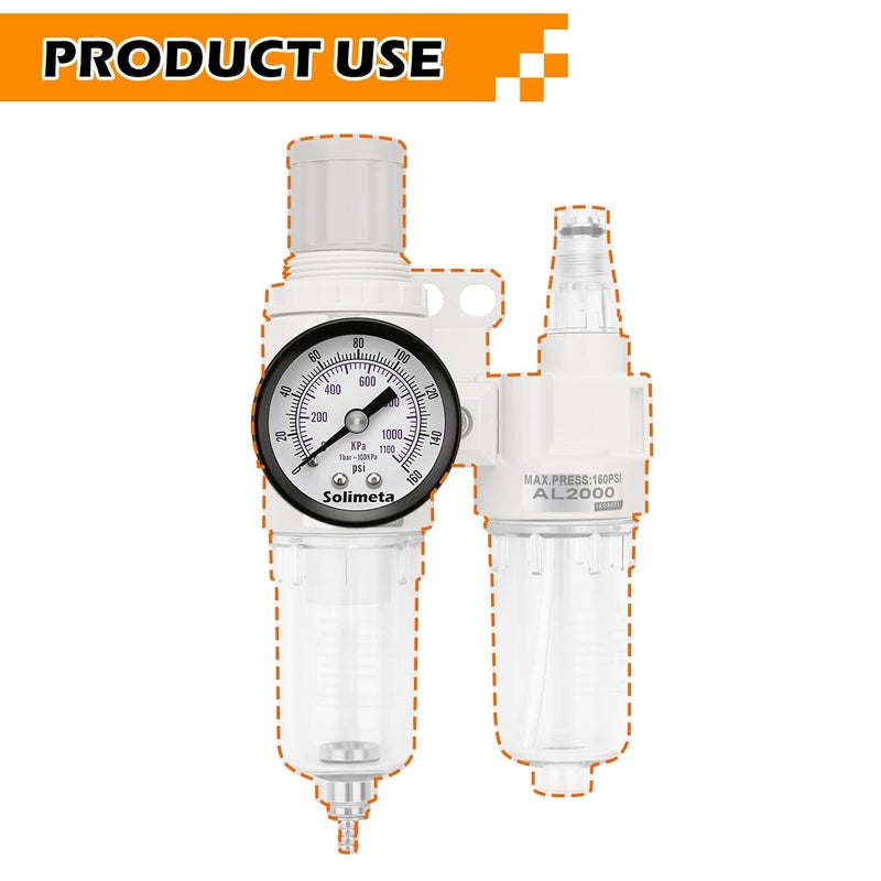 Solimeta Air Pressure Gauge for Air Compressor Air Filter, 1-1/2" Dial Center Back Mount, 1/8" NPT,0-160 Psi, 2 PCS - Image 5